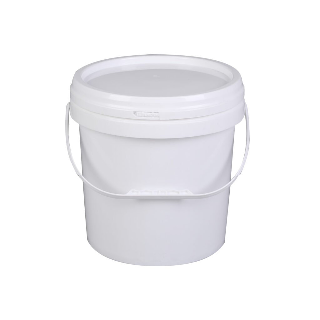 5L White Plastic Bucket With Lid & Handle