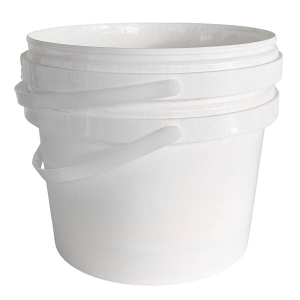 Nested circular plastic white bucket