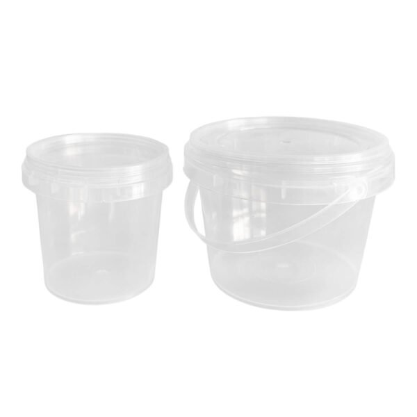 2pcs transparent round plastic buckets