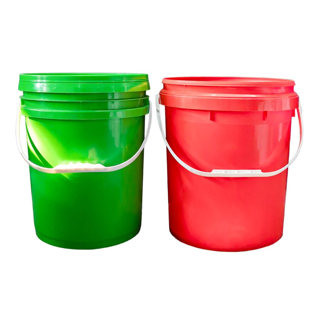 Multicolor circular plastic bucket
