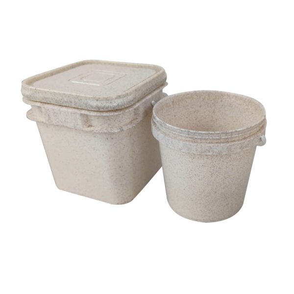 Bioplastic buckets in various shapes