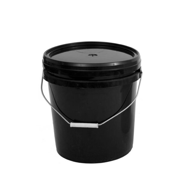 10L Round Plastic Balck Bucket with Gasket Lid