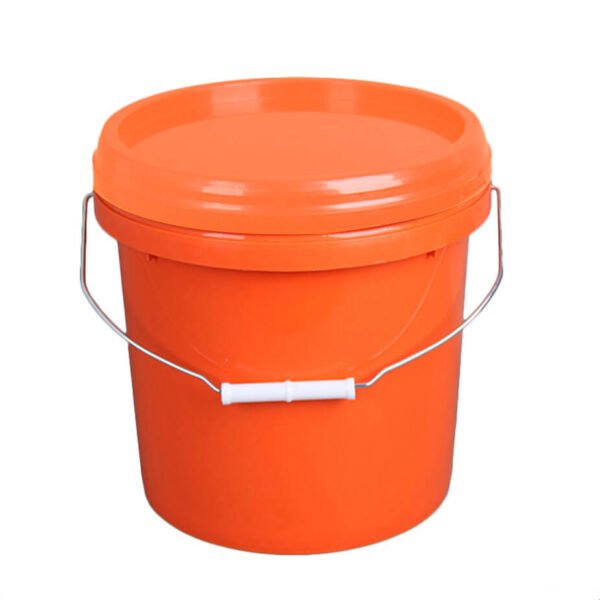 15L Orange Round Plastic Bucket with Iron Handle