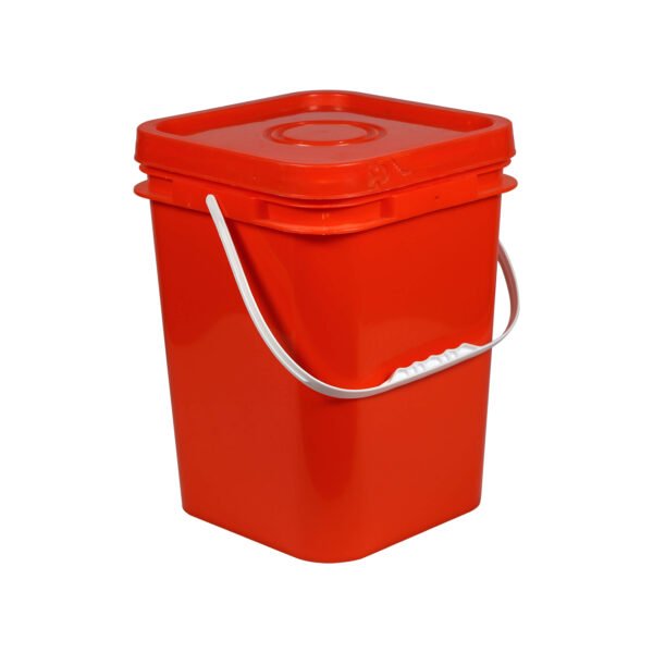 6 Gallon Square Plastic Red Bucket