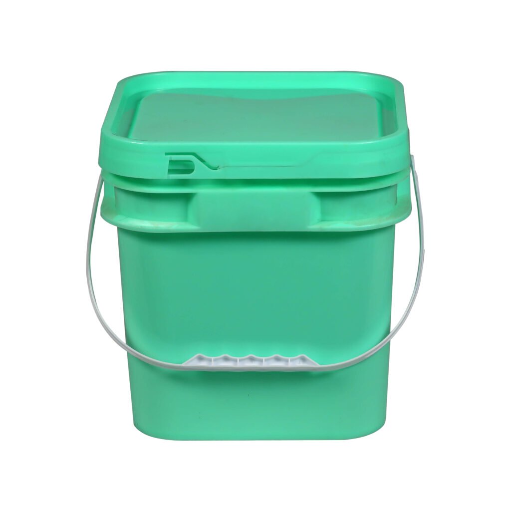 10L Square Plastic Green Pail with Tamper-proof Lid