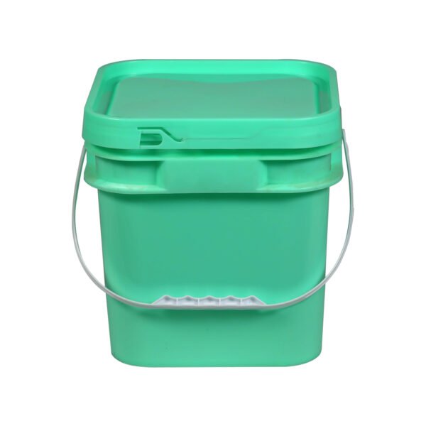 10L Square Plastic Green Pail with Tamper-proof Lid