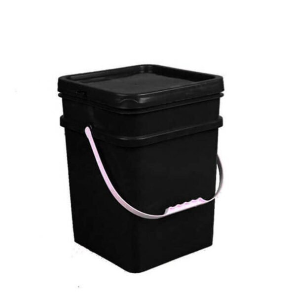 25L Balck Plastic Square Pail with Lid & Handle