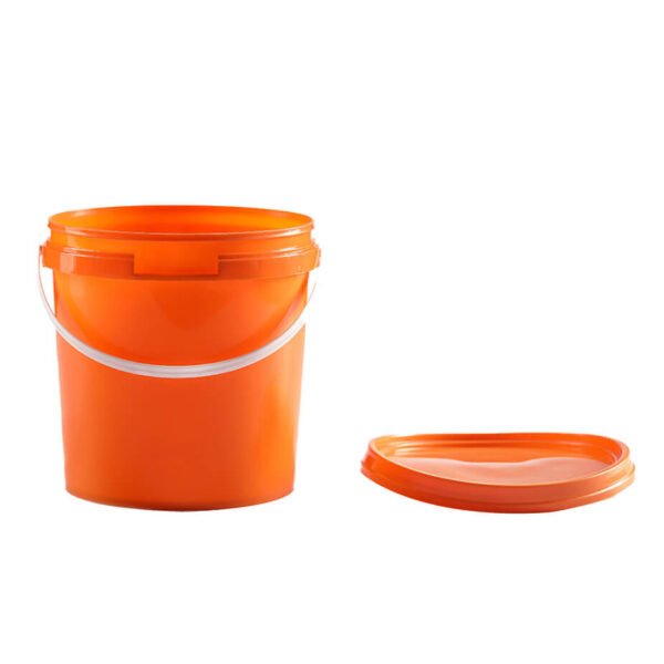 10L Orange Plastic Circular Bucket with Lid & Handle