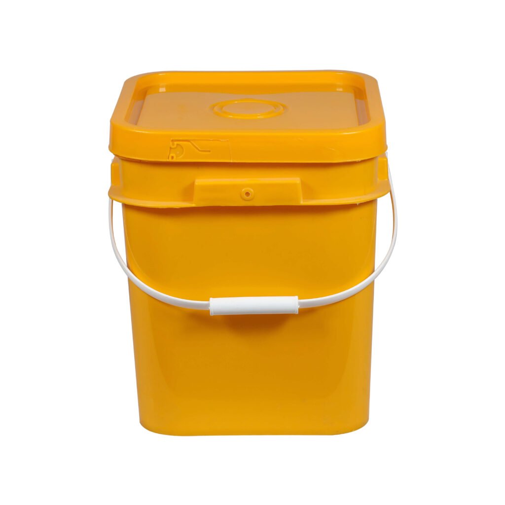 12L Square Plastic Yellow Bucket with Tamper-proof Lid