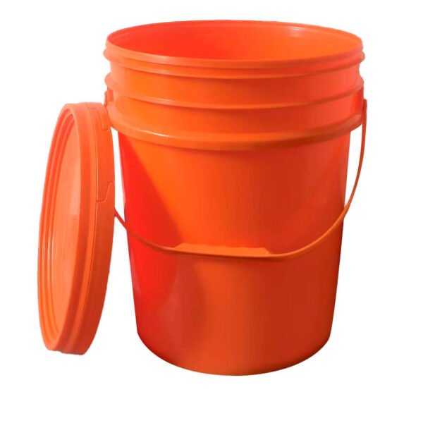 28L Orange Plastic Circular Pail with Tamper-proof Lid