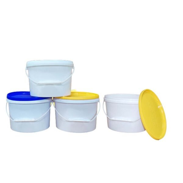 Oval plastic bucket with different color lids