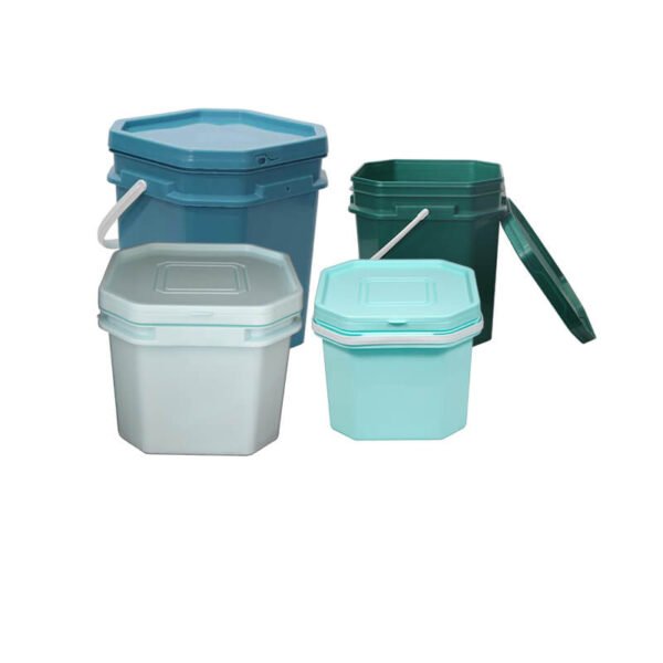 Multi-colored plastic octagonal bucket