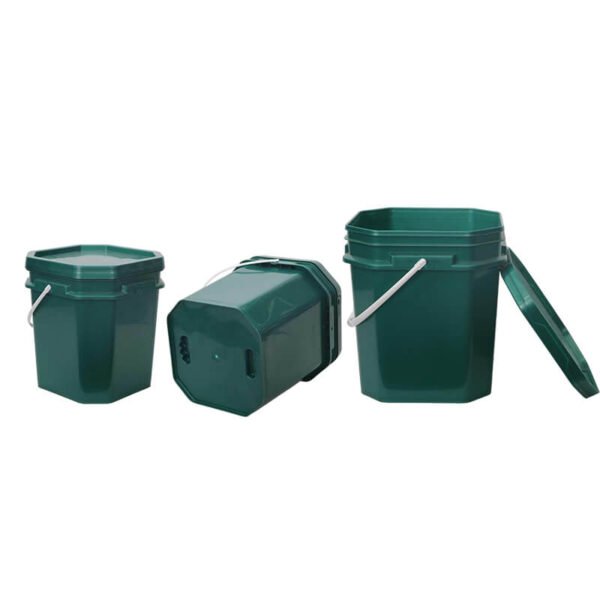 Green octagonal plastic bucket