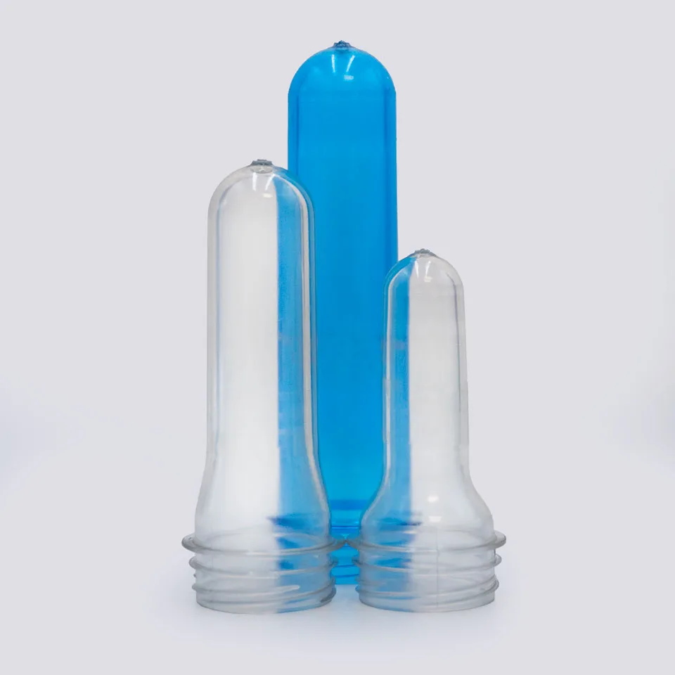 Transparent PET preforms of different heights