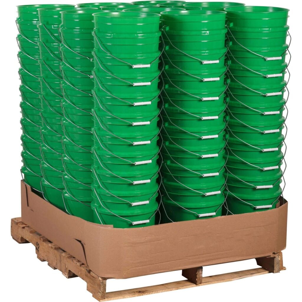 Multiple stacked plastic buckets