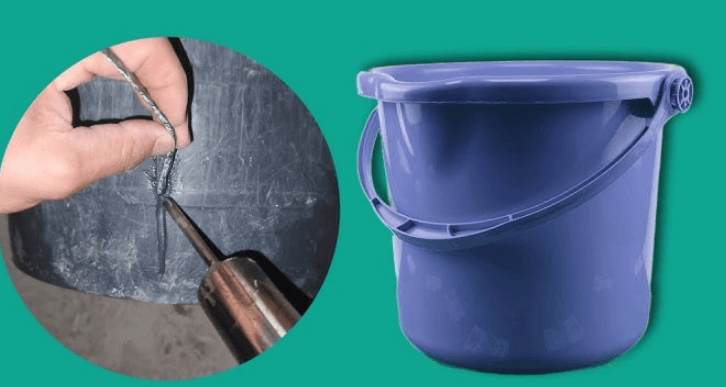 Broken plastic bucket