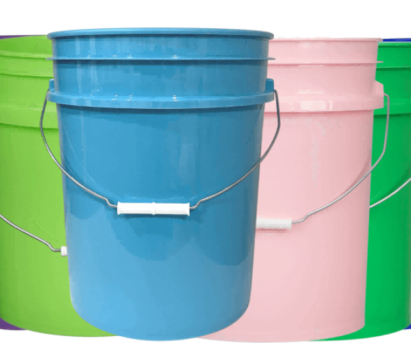 5gallon buckets of different materials and colors