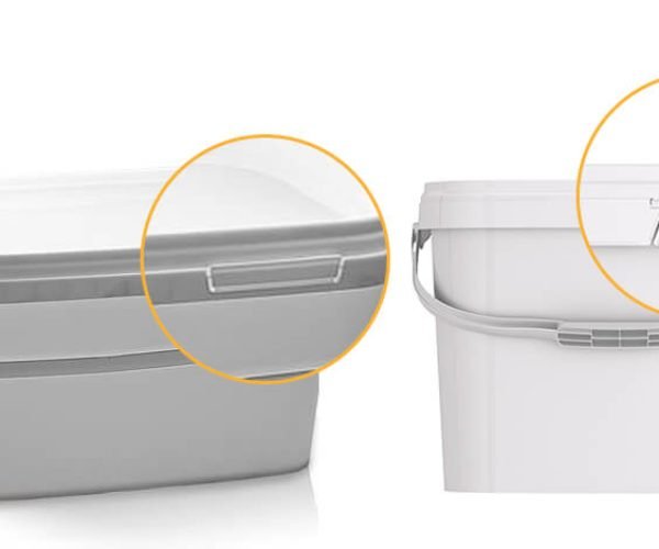 rectangular plastic bucket with a tamper-proof lid