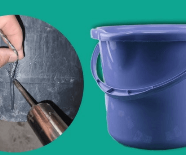 Broken plastic bucket